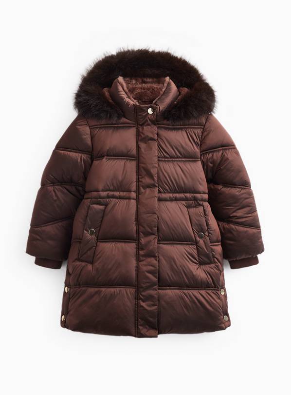Brown Fur Hood Puffer Coat 9-10 years