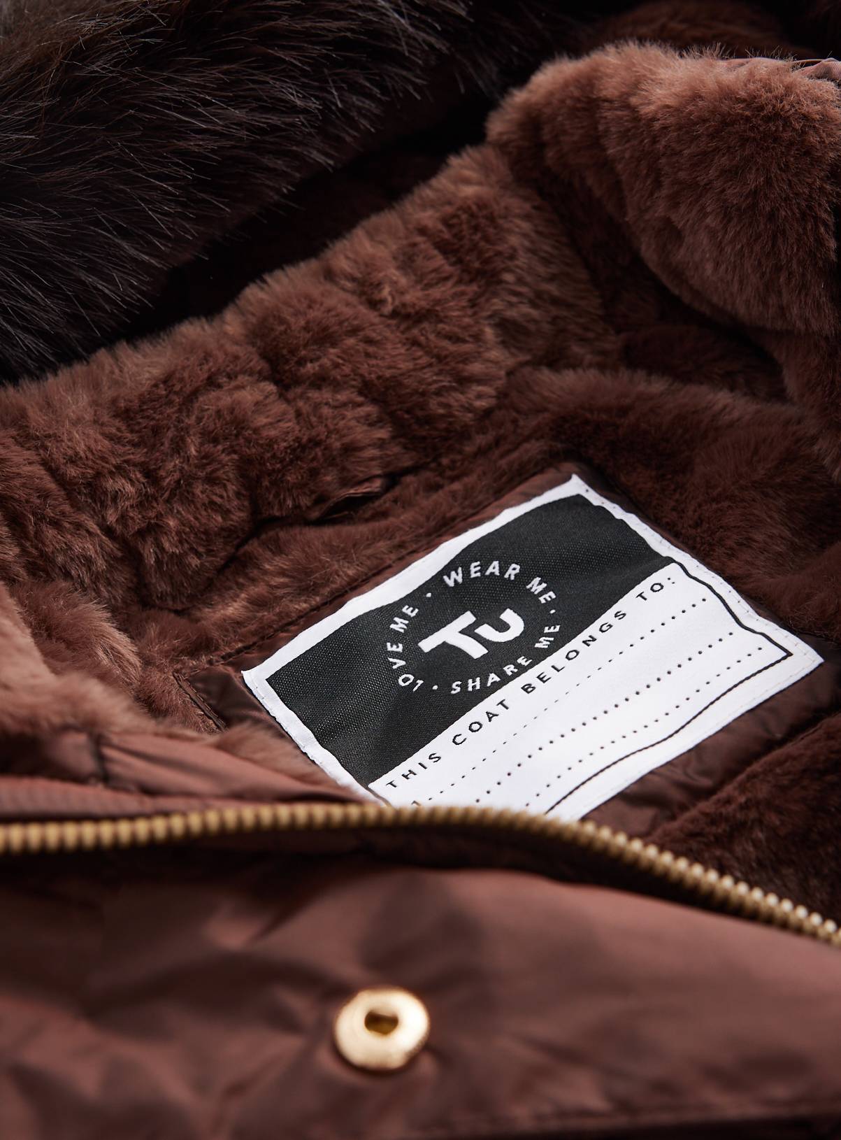 Brown Fur Hood Puffer Coat 9-10 years - Image 2