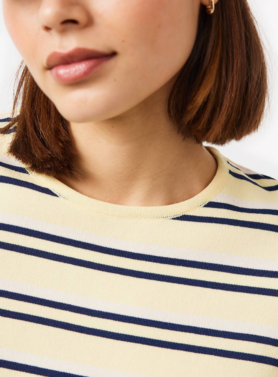 Yellow Stripe Knitted T-Shirt S - Image 3