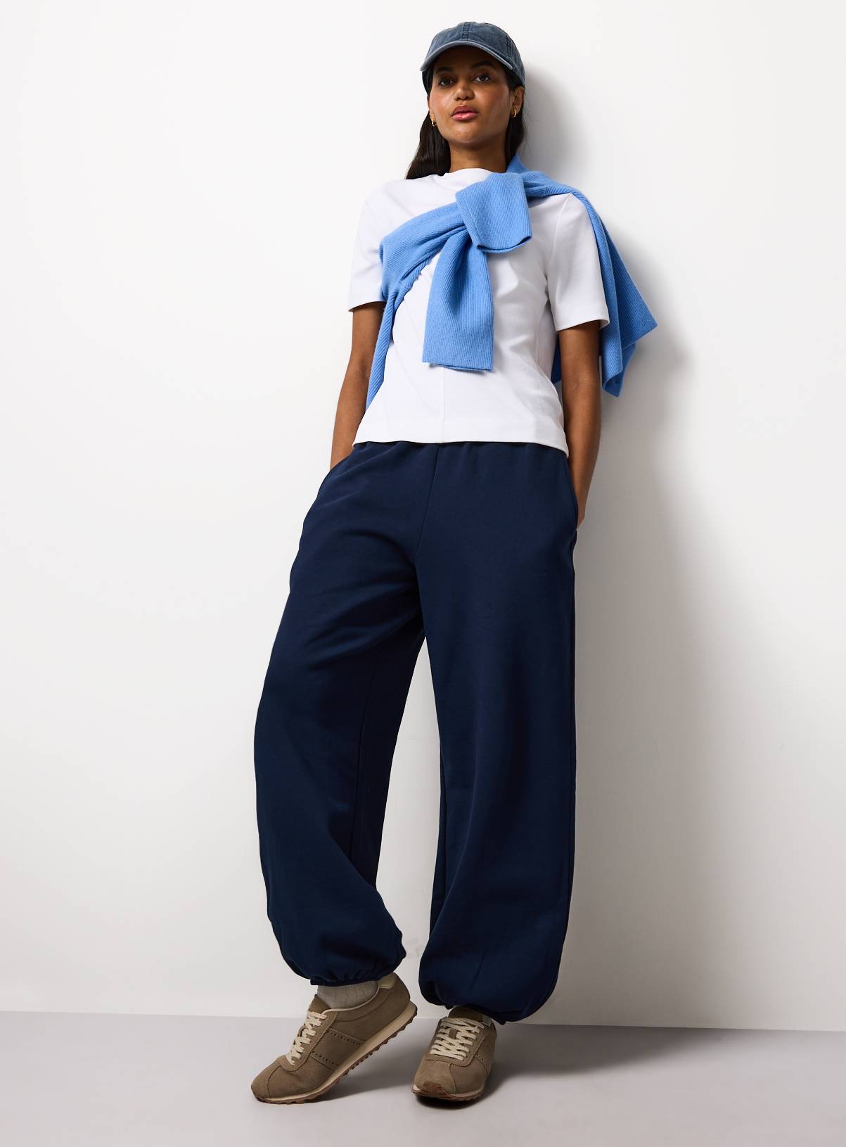 Navy Pure Cotton Balloon Co-ord Joggers S - Image 1