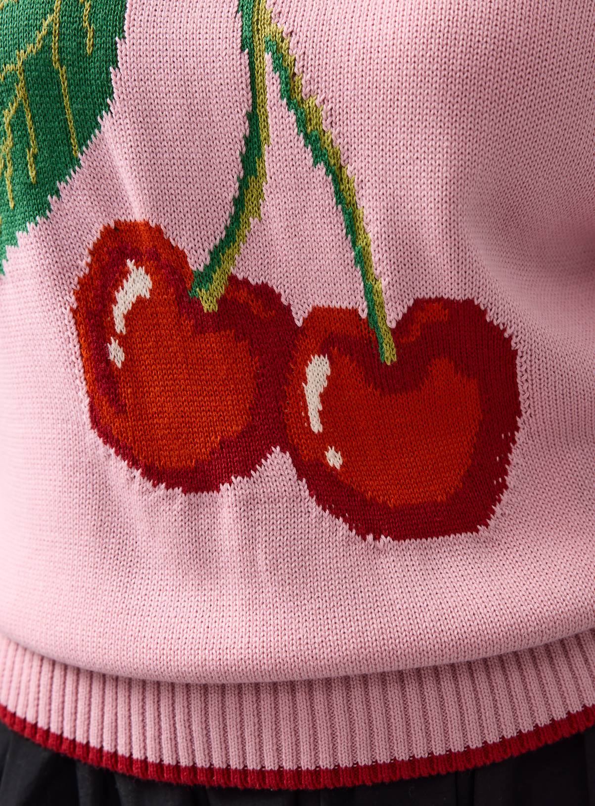 Pink Cherry Graphic Knitted T-Shirt XS - Image 3