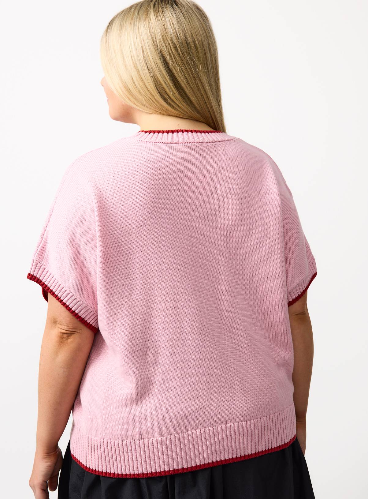 Pink Cherry Graphic Knitted T-Shirt XS - Image 4
