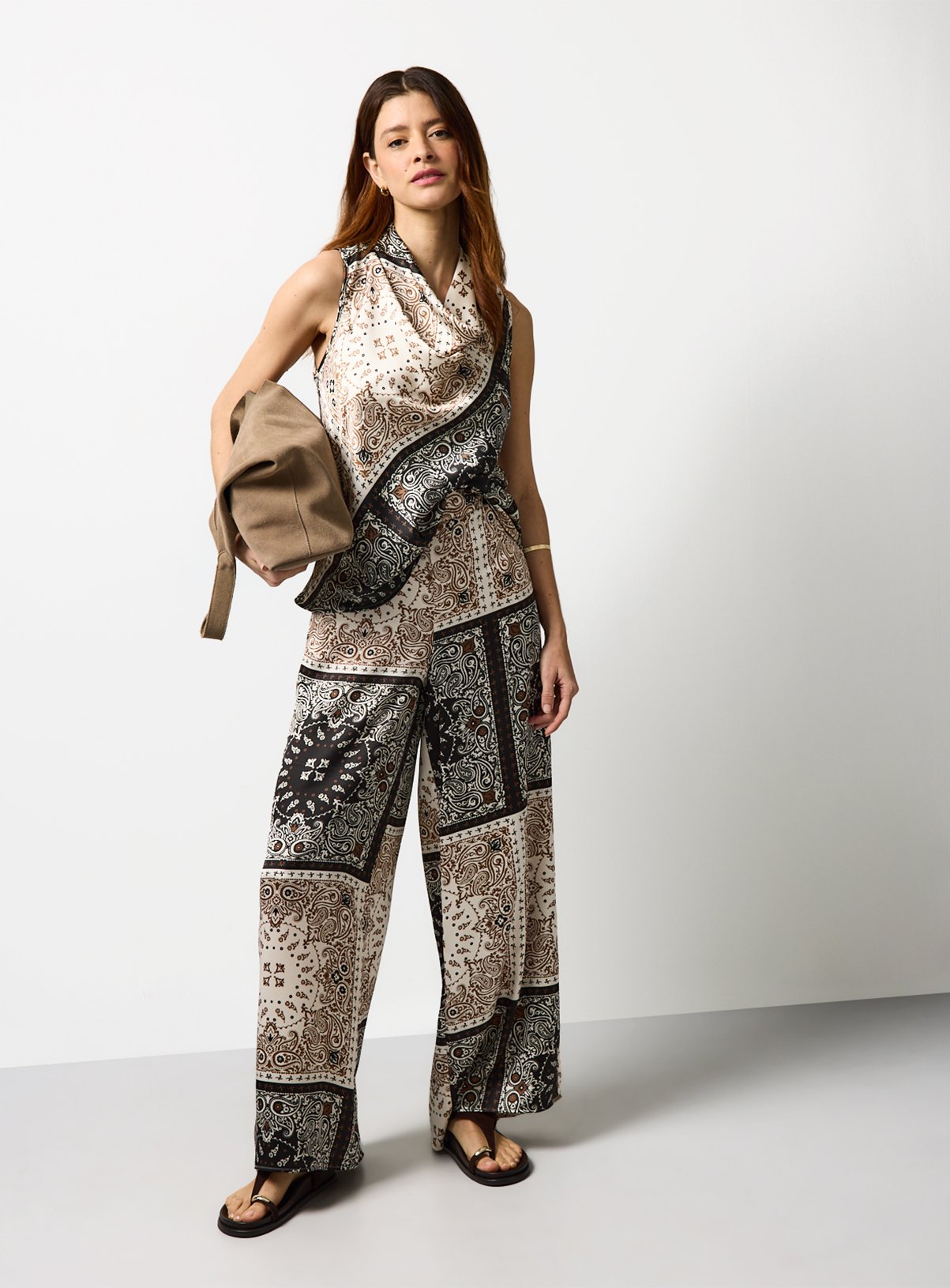 Scarf Print Wide Leg Trousers 16 - Image 2 thumbnail