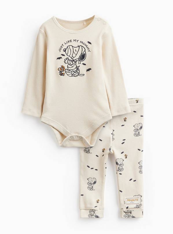Cream Halloween Snoopy Print Bodysuit & Leggings Set Up to 3 mths