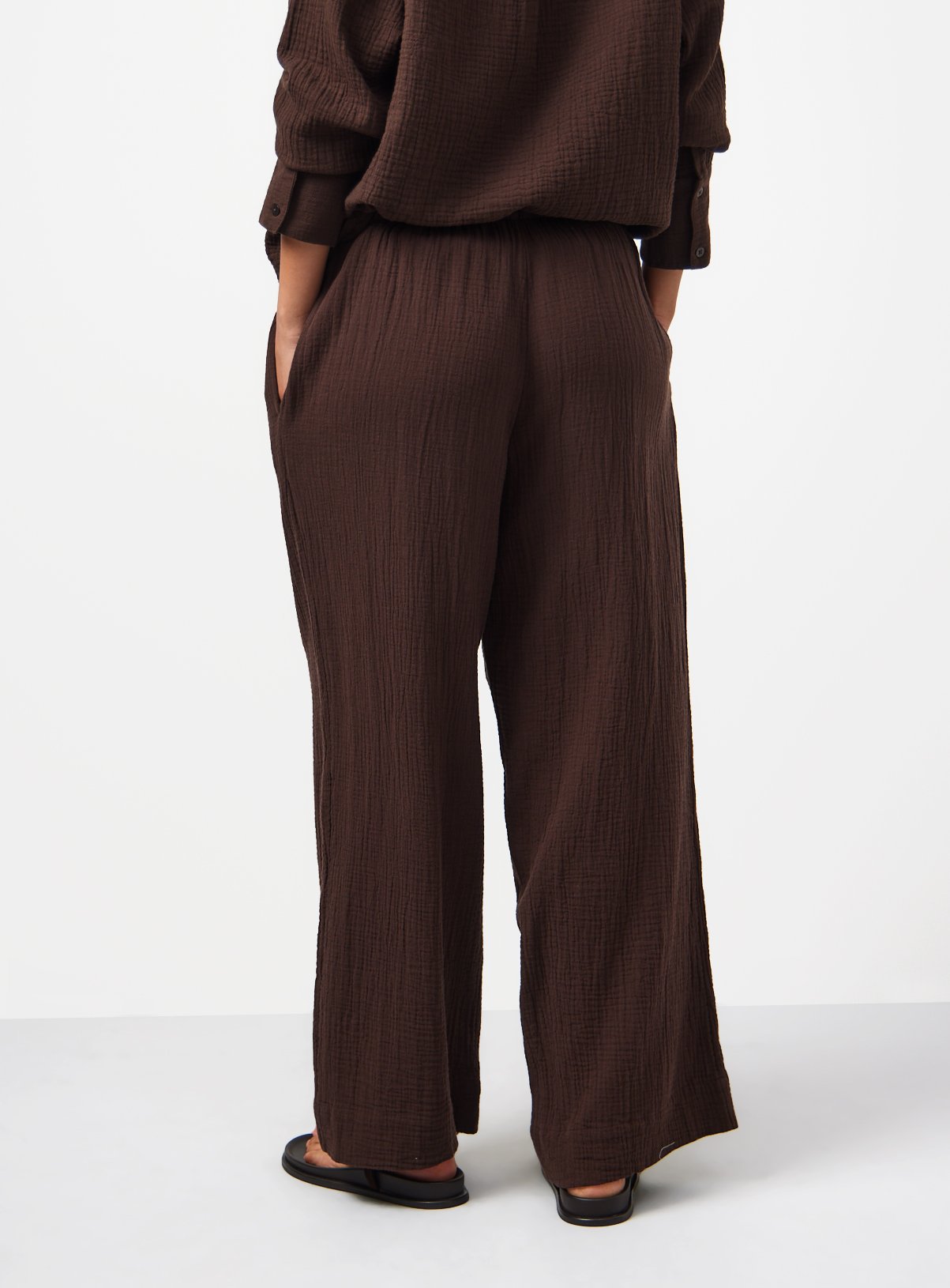 Brown Double Cloth Wide Leg Trousers 12 - Image 4 thumbnail