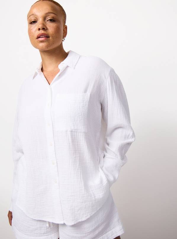 White Double Cloth Long Sleeve Shirt 14