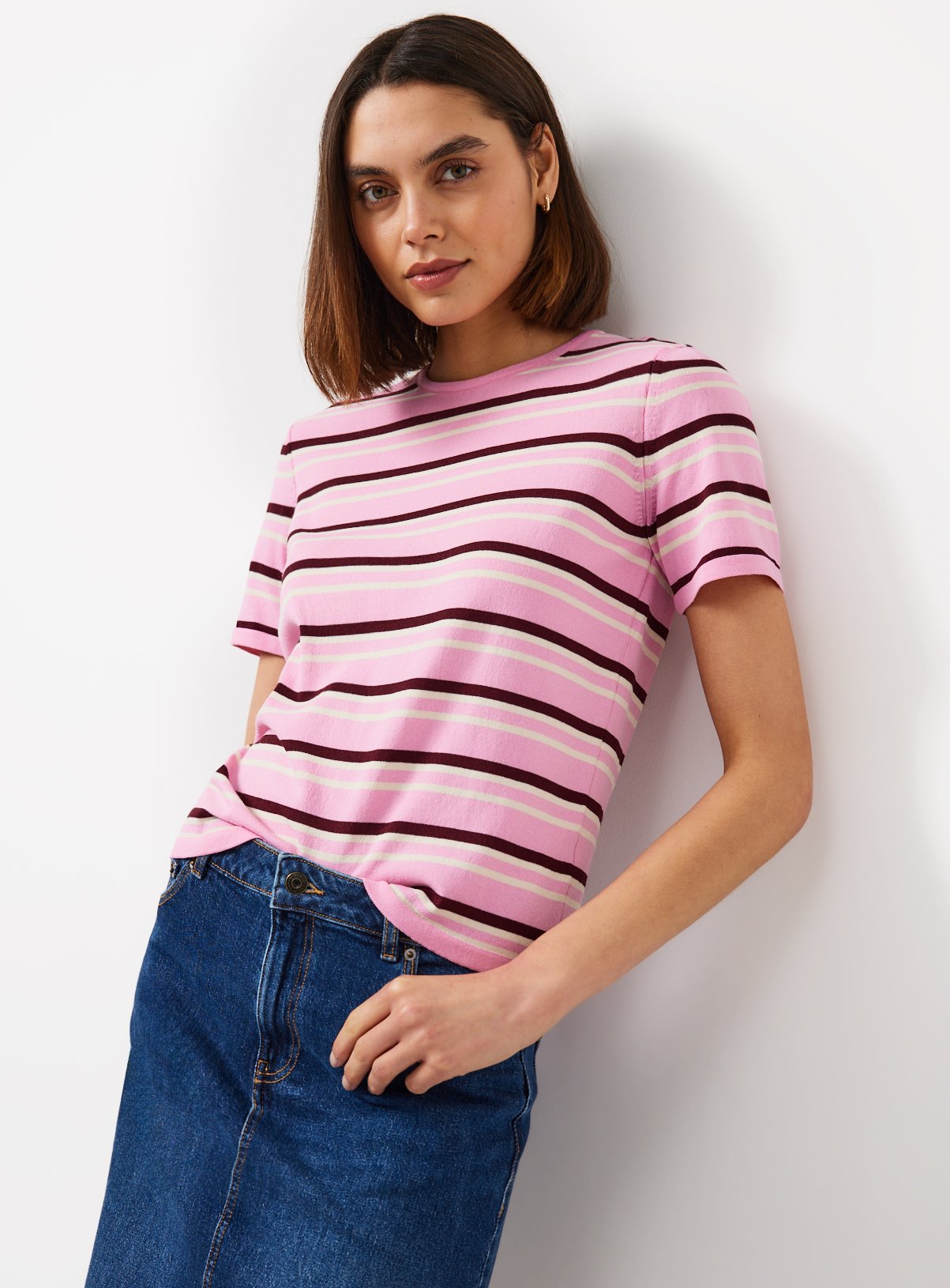 Pink Stripe Knitted T-Shirt XL - Image 1 thumbnail