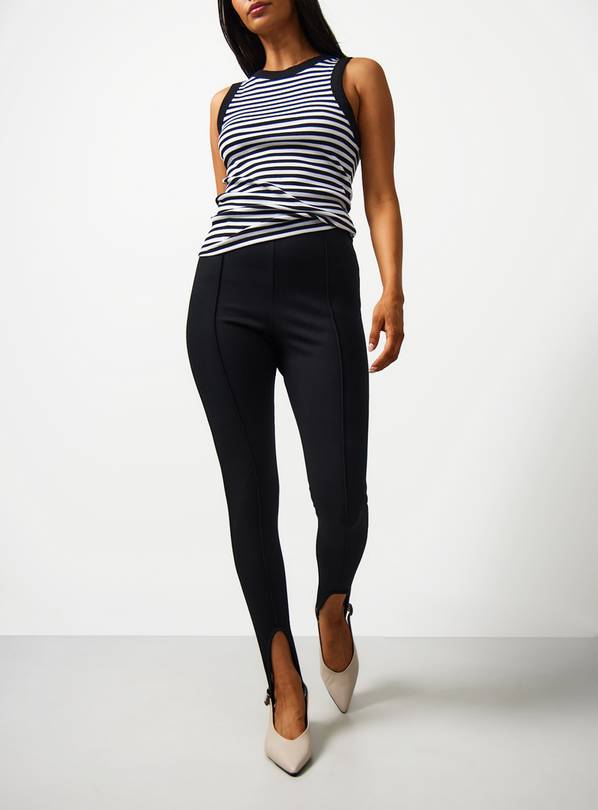 Black Pintuck Stirrup Leggings 16