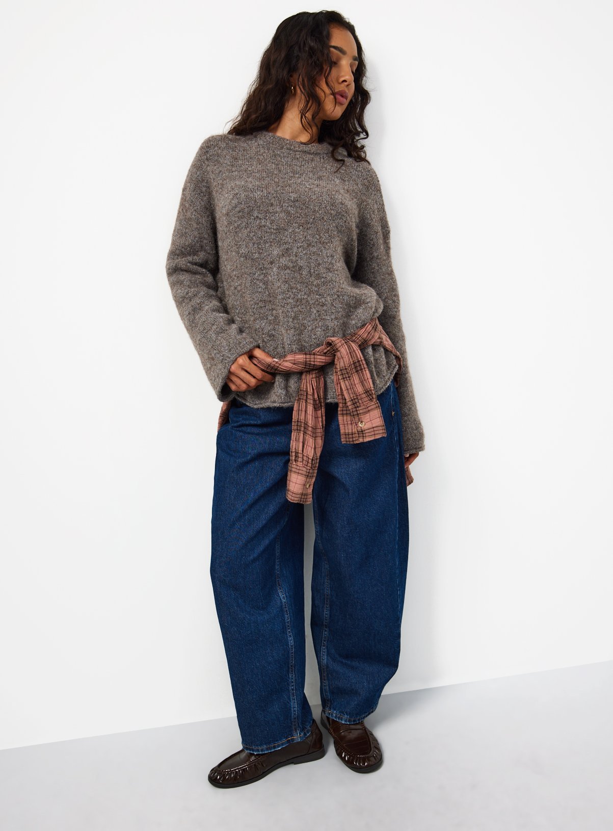 Brown Crew Neck Knitted Jumper S - Image 2 thumbnail
