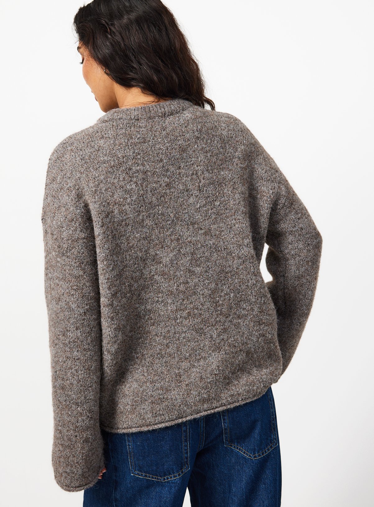 Brown Crew Neck Knitted Jumper S - Image 4 thumbnail