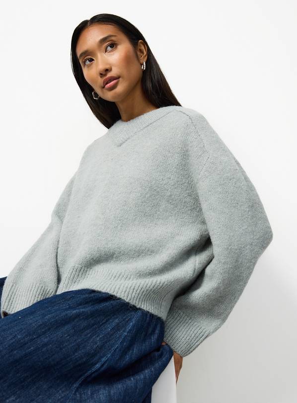 Grey V Neck Saddle Jumper  XL