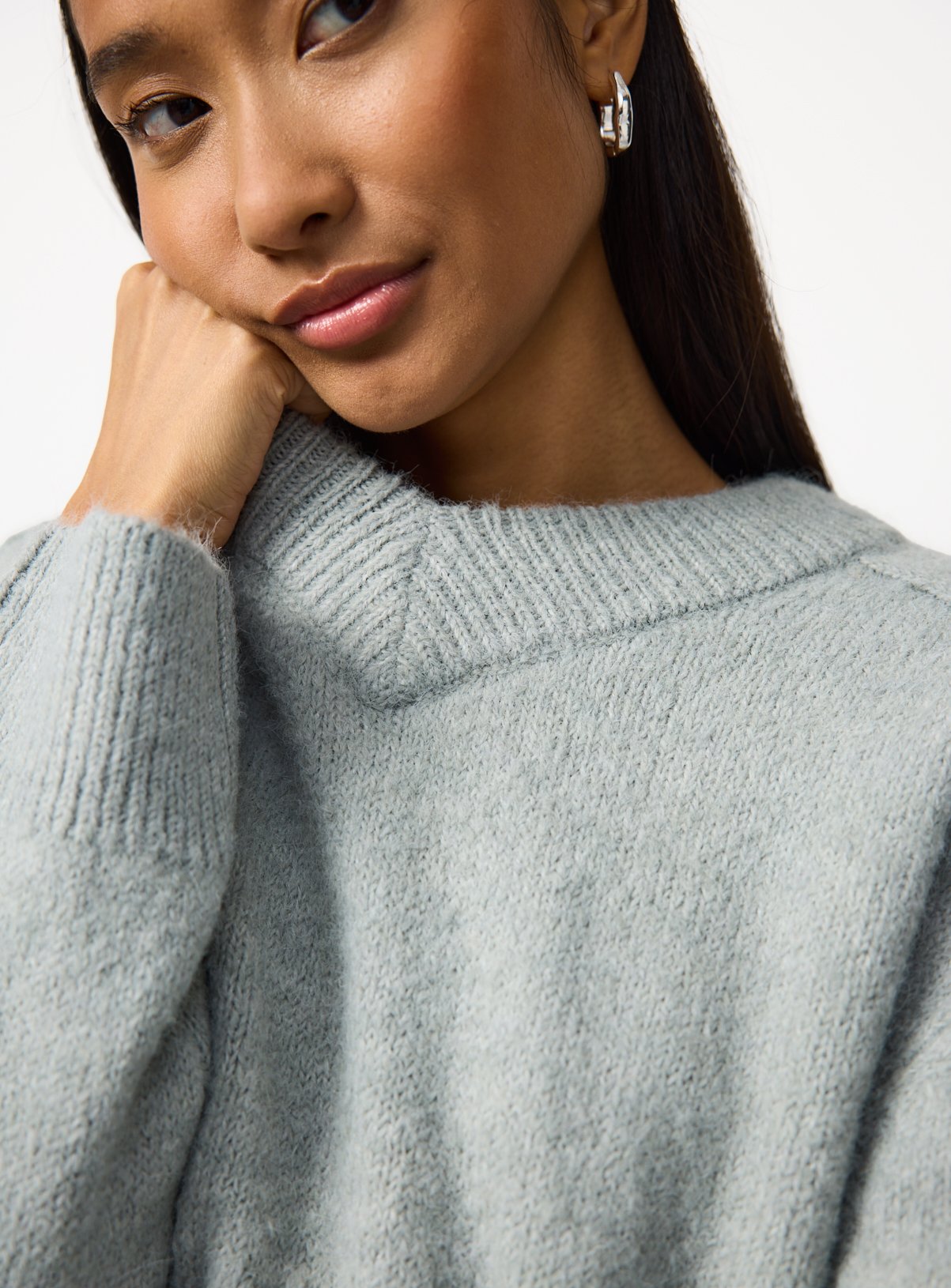 Grey V Neck Saddle Jumper  XS - Image 3 thumbnail