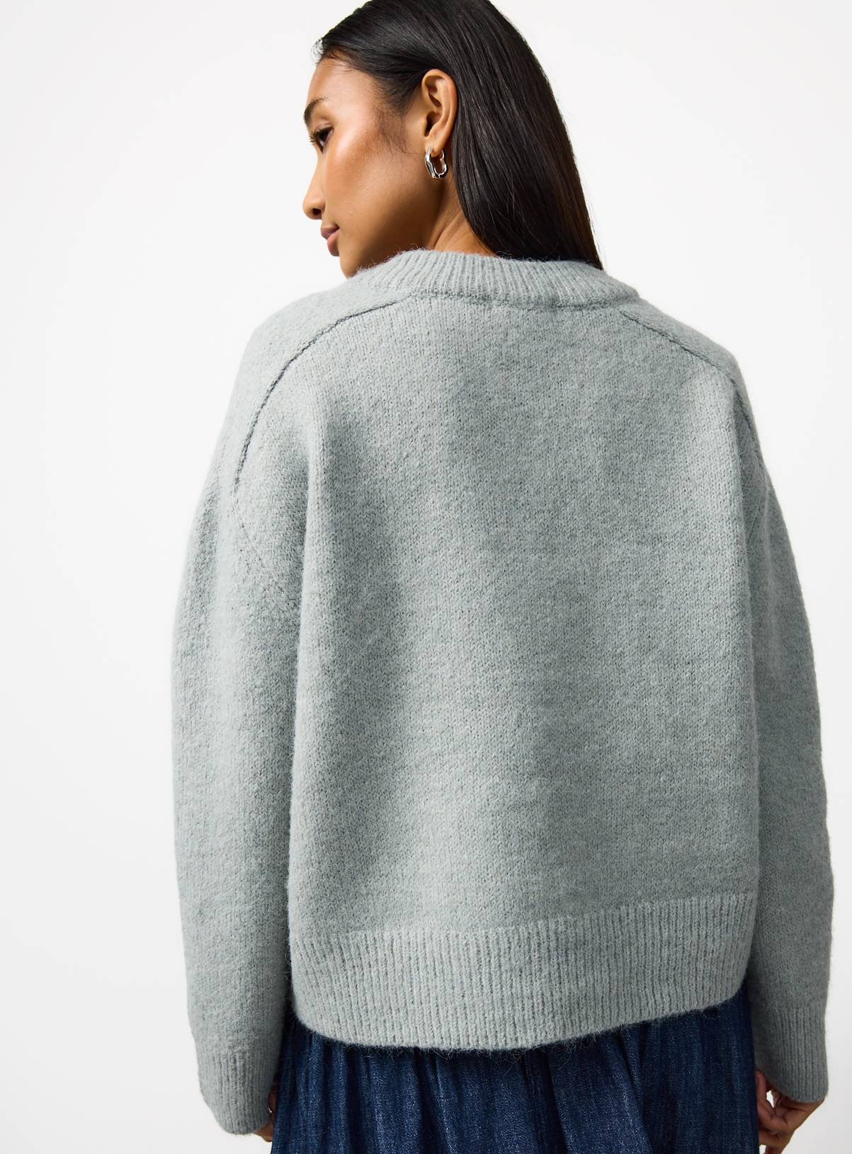 Grey V Neck Saddle Jumper  XS - Image 4