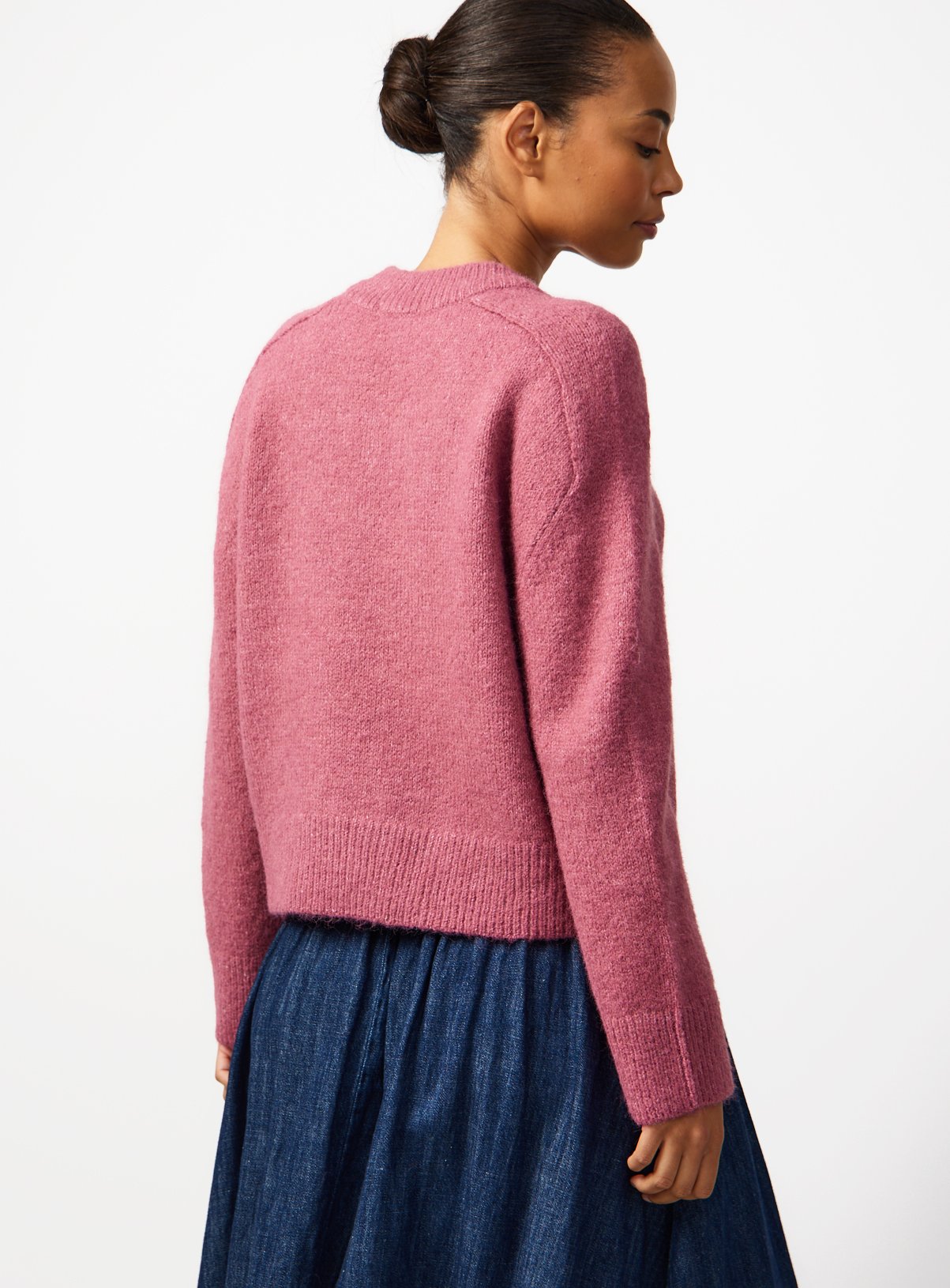 Pink V Neck Saddle Jumper  S - Image 4 thumbnail