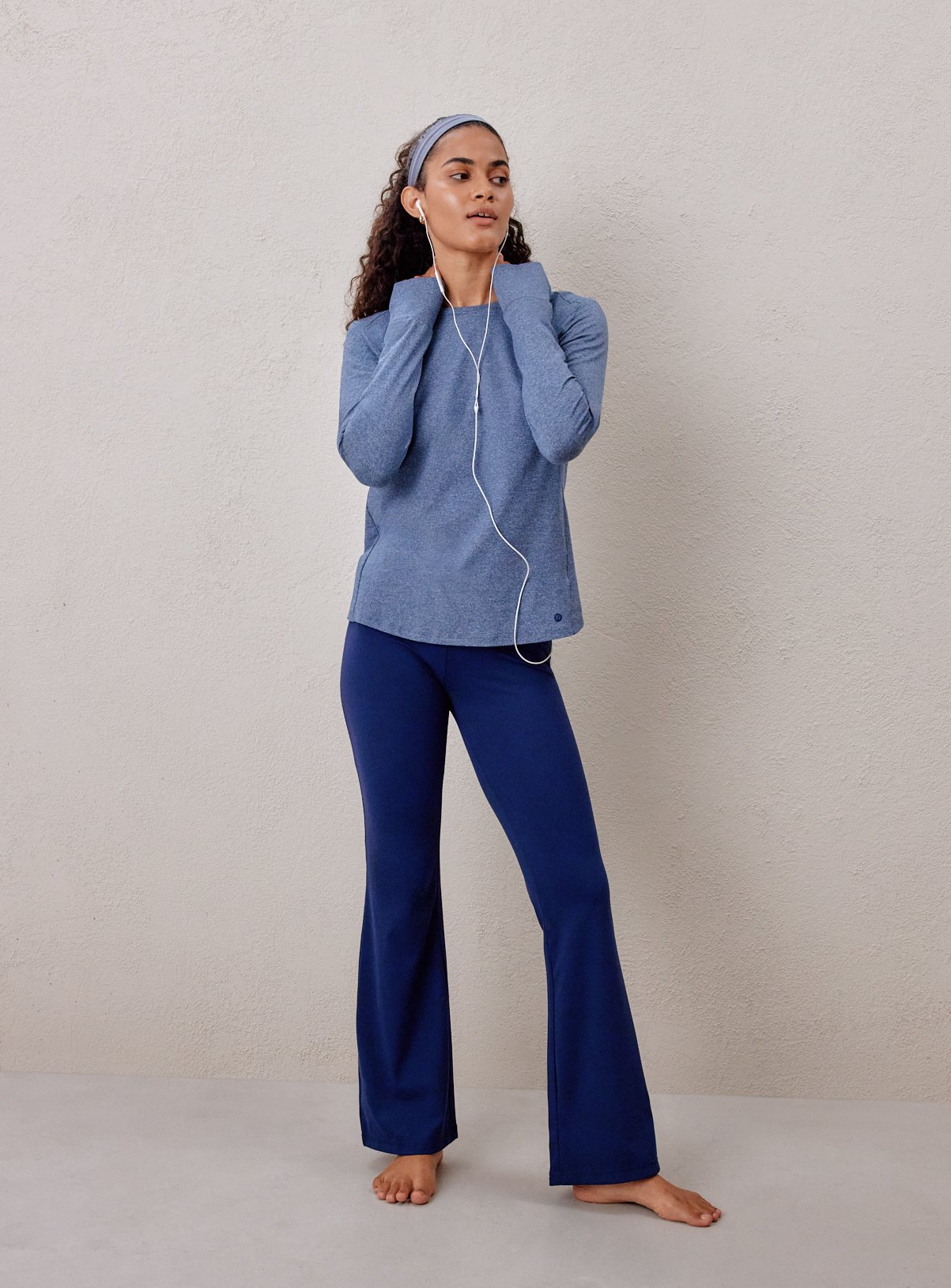 REAKTIV Blue Long Sleeve Soft Touch Marl Top S - Image 2 thumbnail
