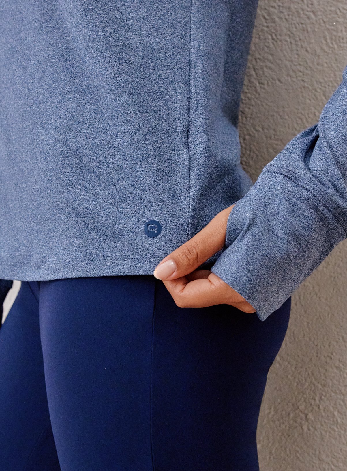 REAKTIV Blue Long Sleeve Soft Touch Marl Top S - Image 3 thumbnail