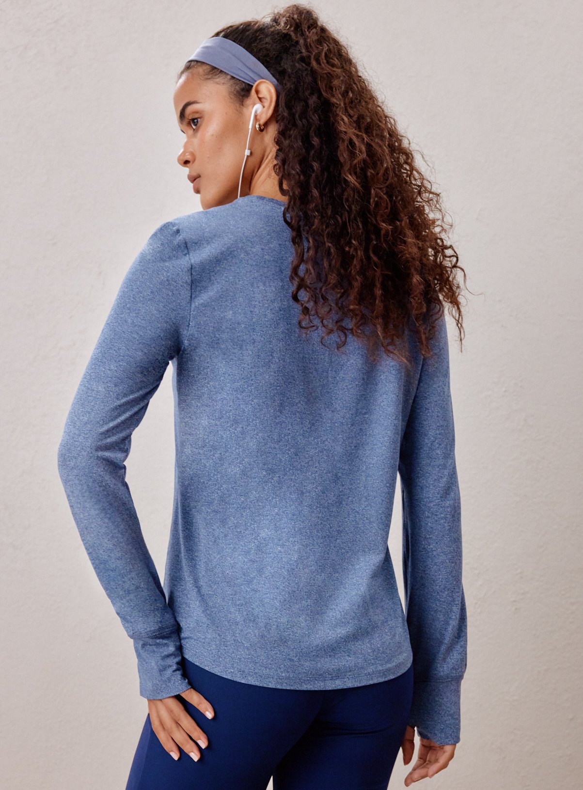 REAKTIV Blue Long Sleeve Soft Touch Marl Top S - Image 4 thumbnail