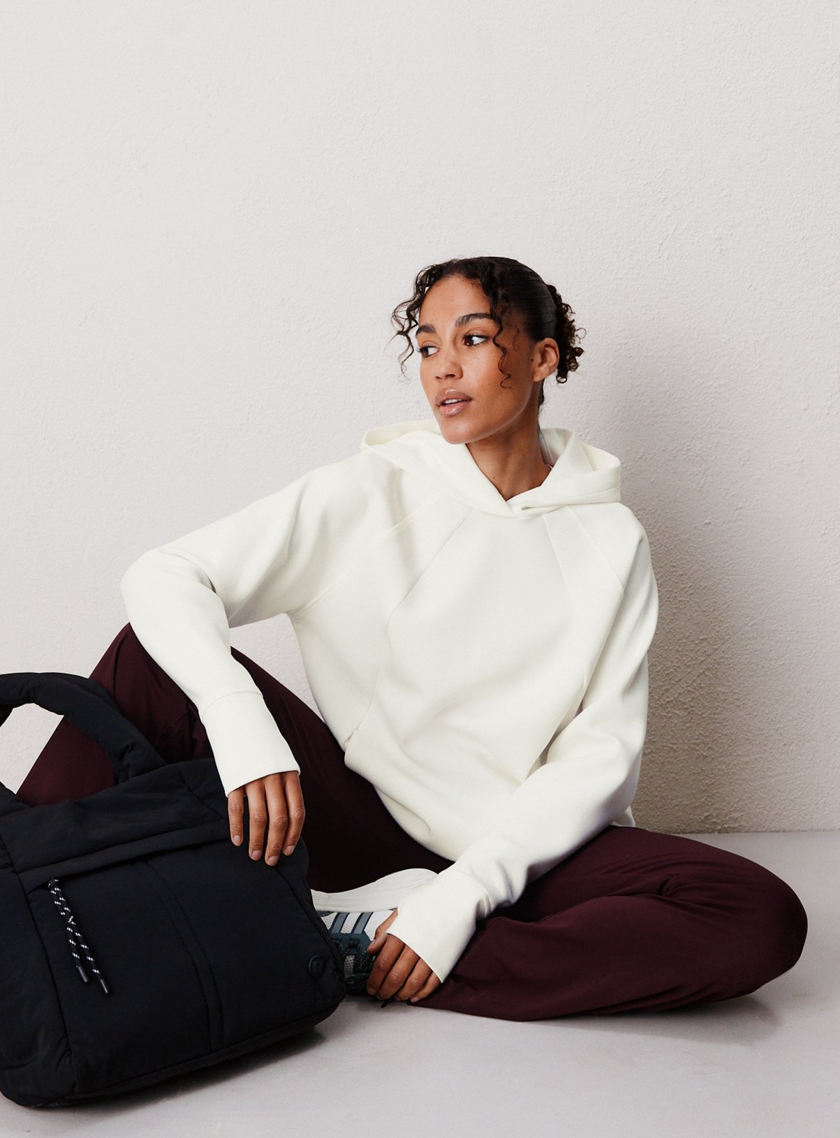REAKTIV Cream Scuba Longline Hoodie S - Image 2 thumbnail