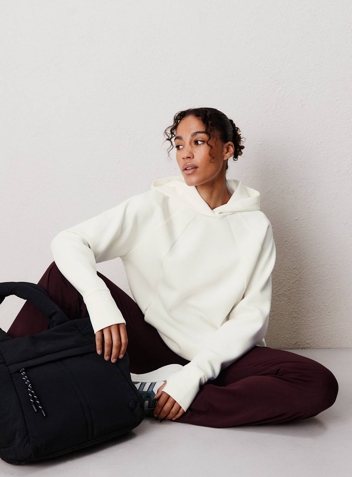 REAKTIV Cream Scuba Longline Hoodie S - Image 2