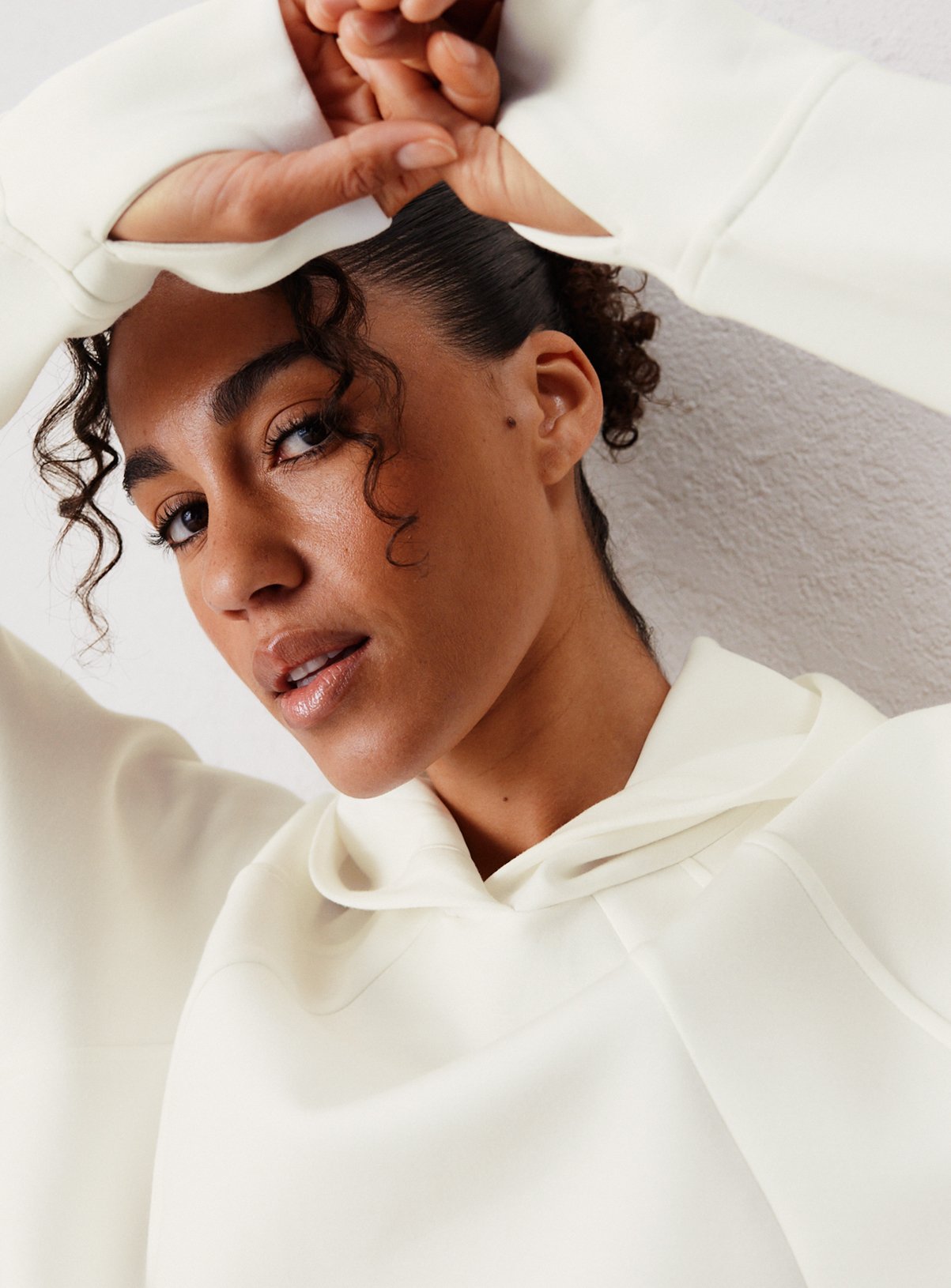 REAKTIV Cream Scuba Longline Hoodie S - Image 4 thumbnail