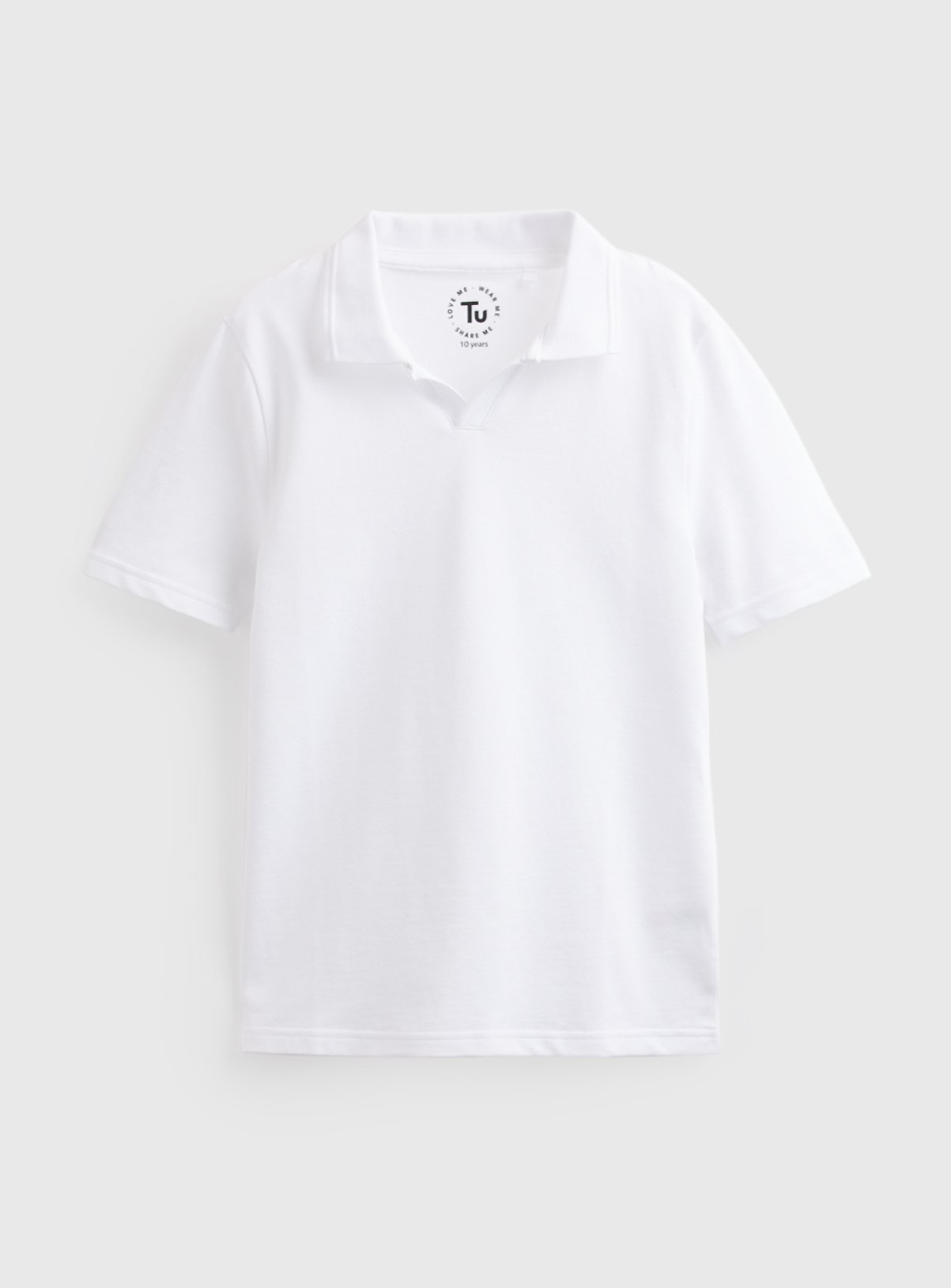 White Cotton Trophy Neck Short Sleeve Polo Shirt 11 years - Image 1 thumbnail