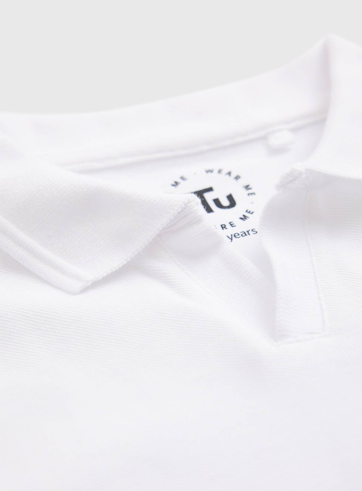 White Cotton Trophy Neck Short Sleeve Polo Shirt 11 years - Image 2