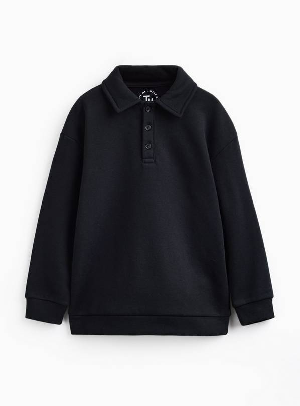 Black Rugby Style Long Sleeve Polo Shirt 10 years
