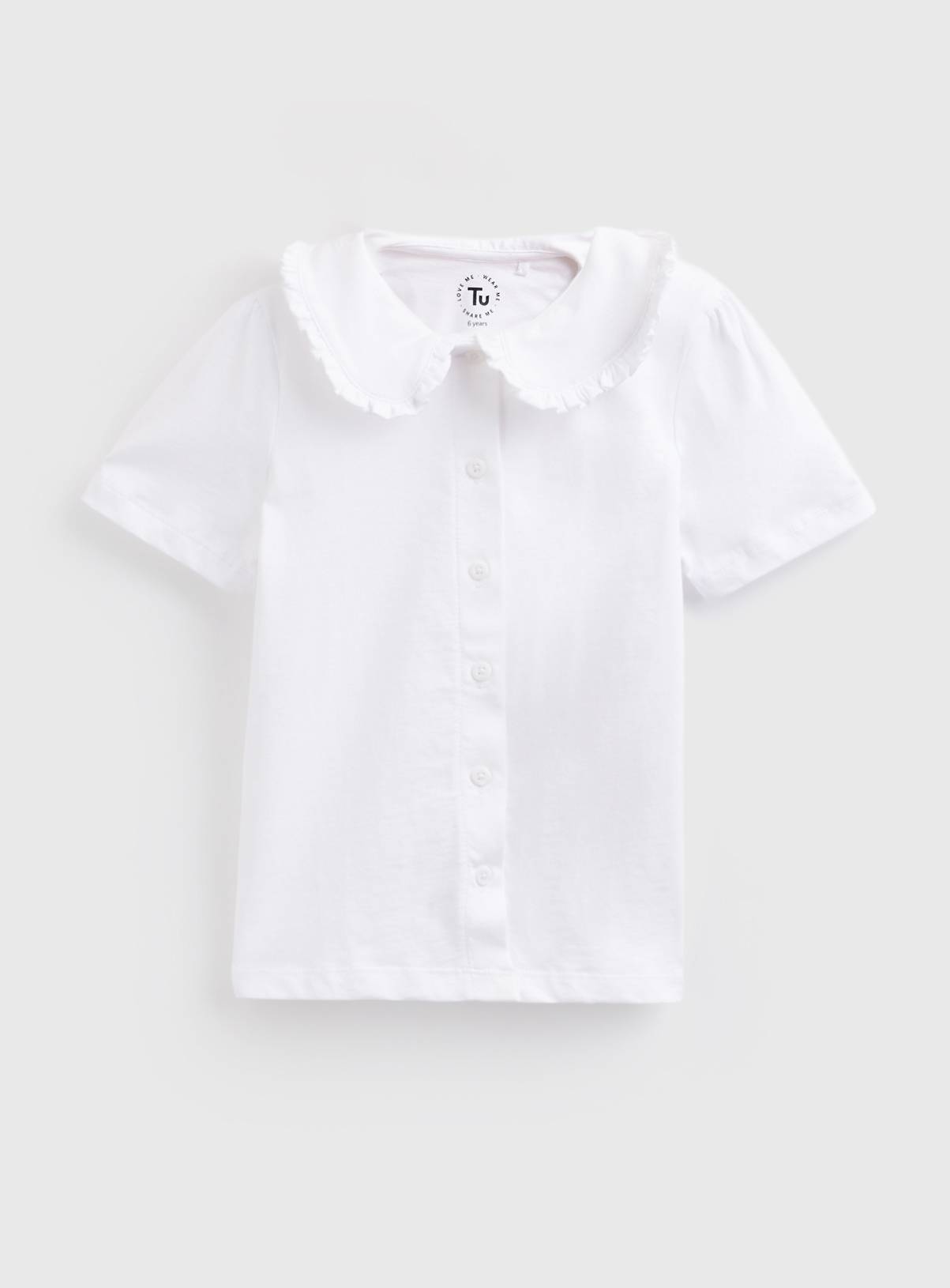 White Cotton Wide Collar Short Sleeve Polo Shirt 8 years - Image 1