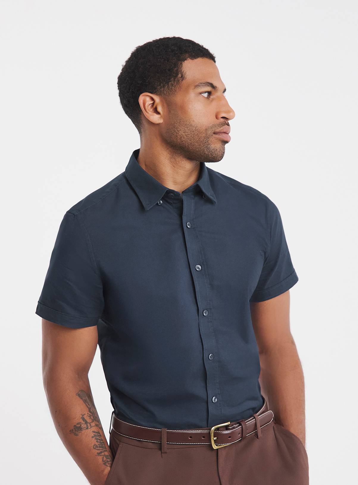 JACAMO Short Sleeve Oxford Shirt Regular Navy 1XL - Image 1