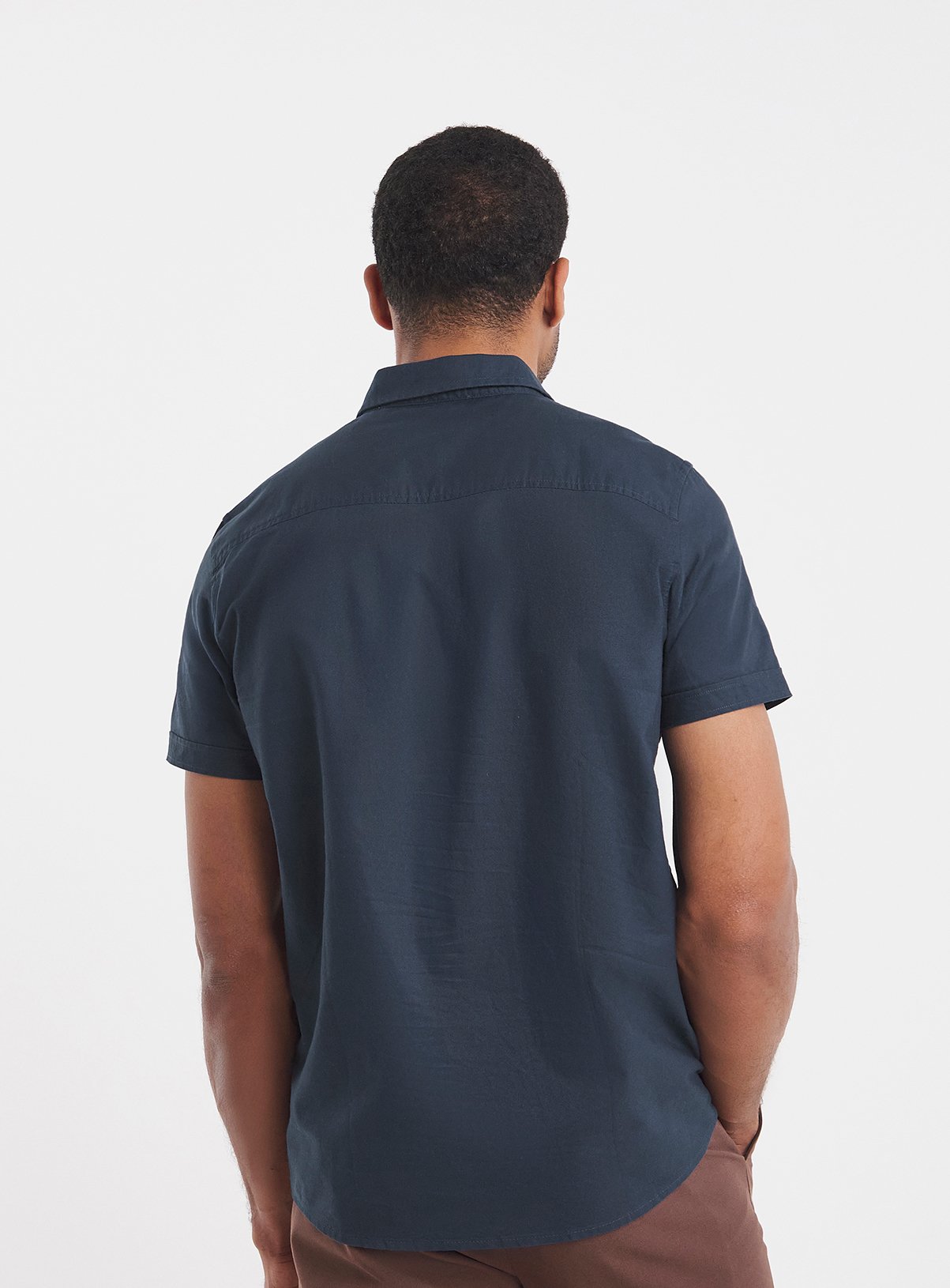 JACAMO Short Sleeve Oxford Shirt Regular Navy 1XL - Image 2 thumbnail