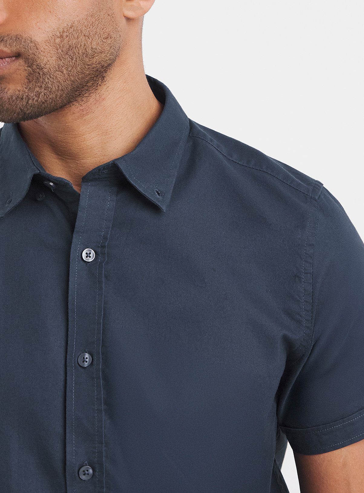 JACAMO Short Sleeve Oxford Shirt Regular Navy 1XL - Image 4 thumbnail