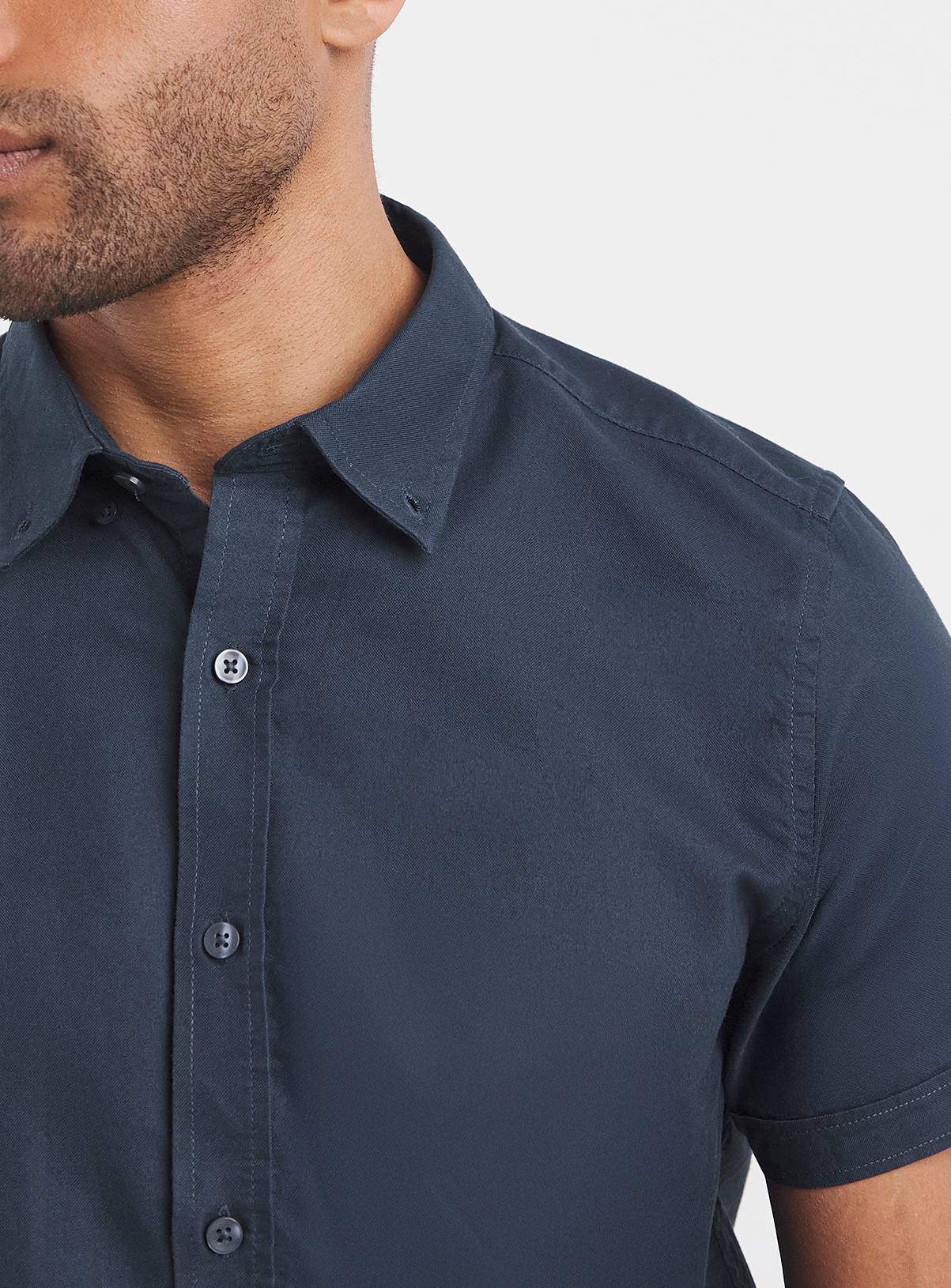 JACAMO Short Sleeve Oxford Shirt Regular Navy 1XL - Image 4