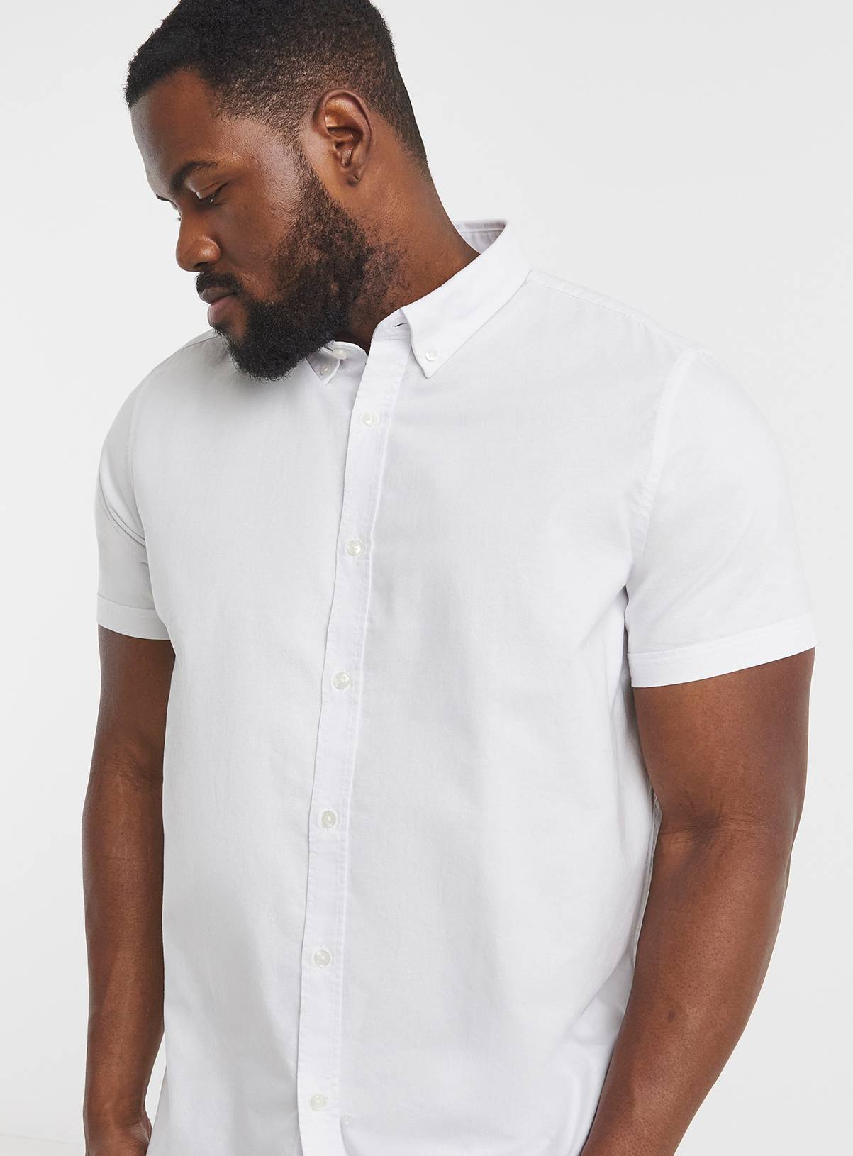 JACAMO Short Sleeve Oxford Shirt Regular White 1XL - Image 1