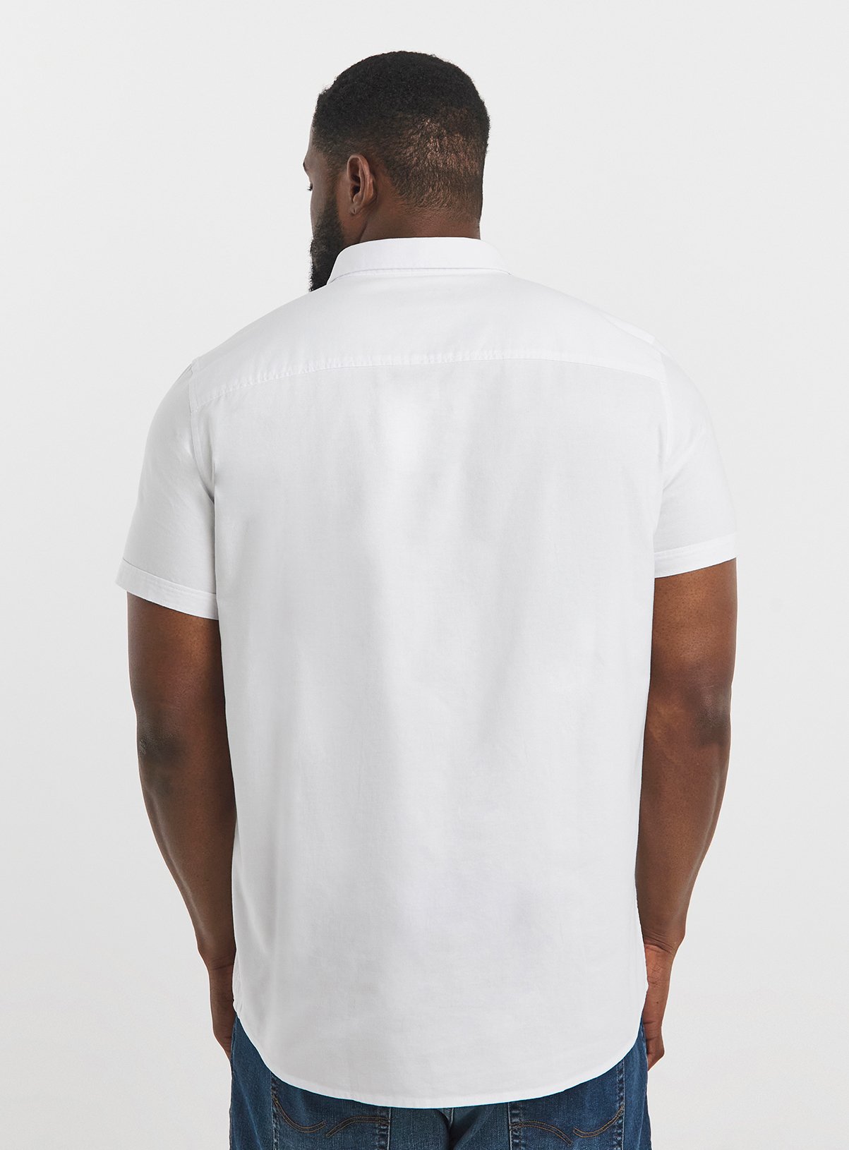 JACAMO Short Sleeve Oxford Shirt Regular White 1XL - Image 2 thumbnail