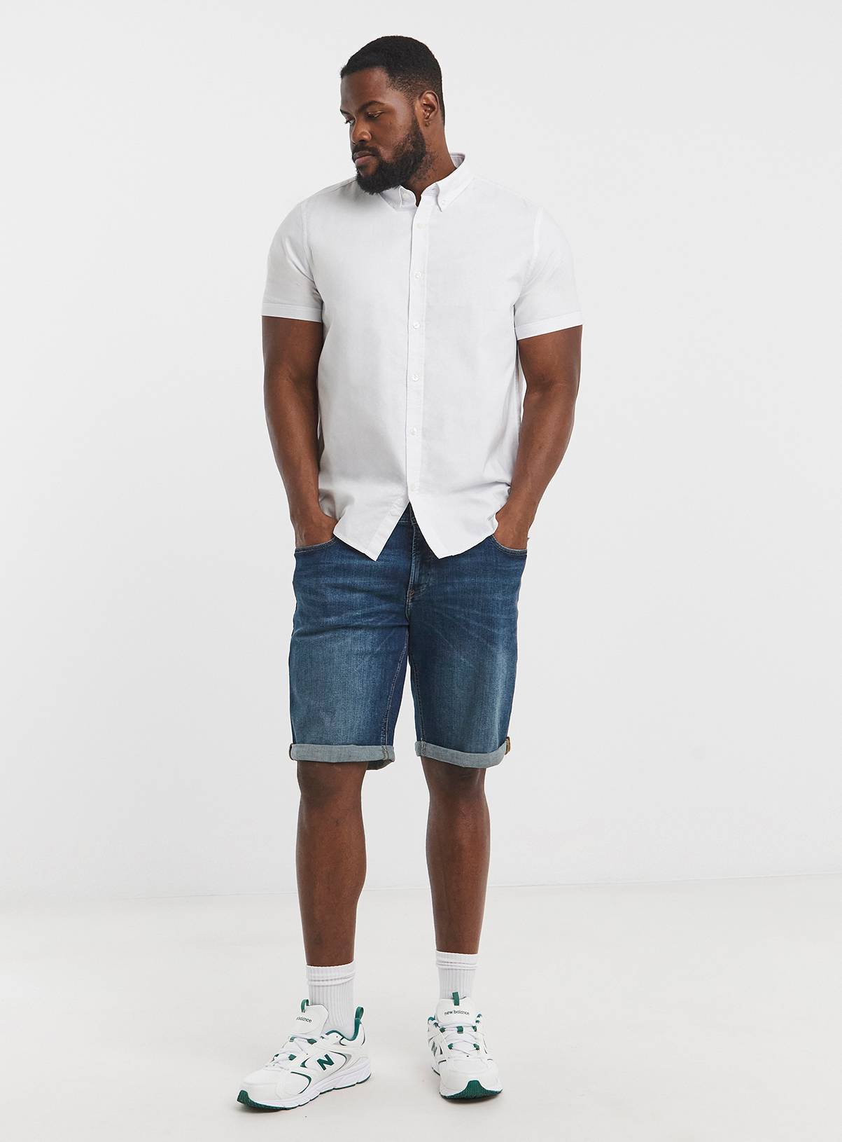 JACAMO Short Sleeve Oxford Shirt Regular White 1XL - Image 3