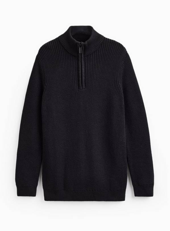 Black Knitted Quarter Zip Jumper 10 years