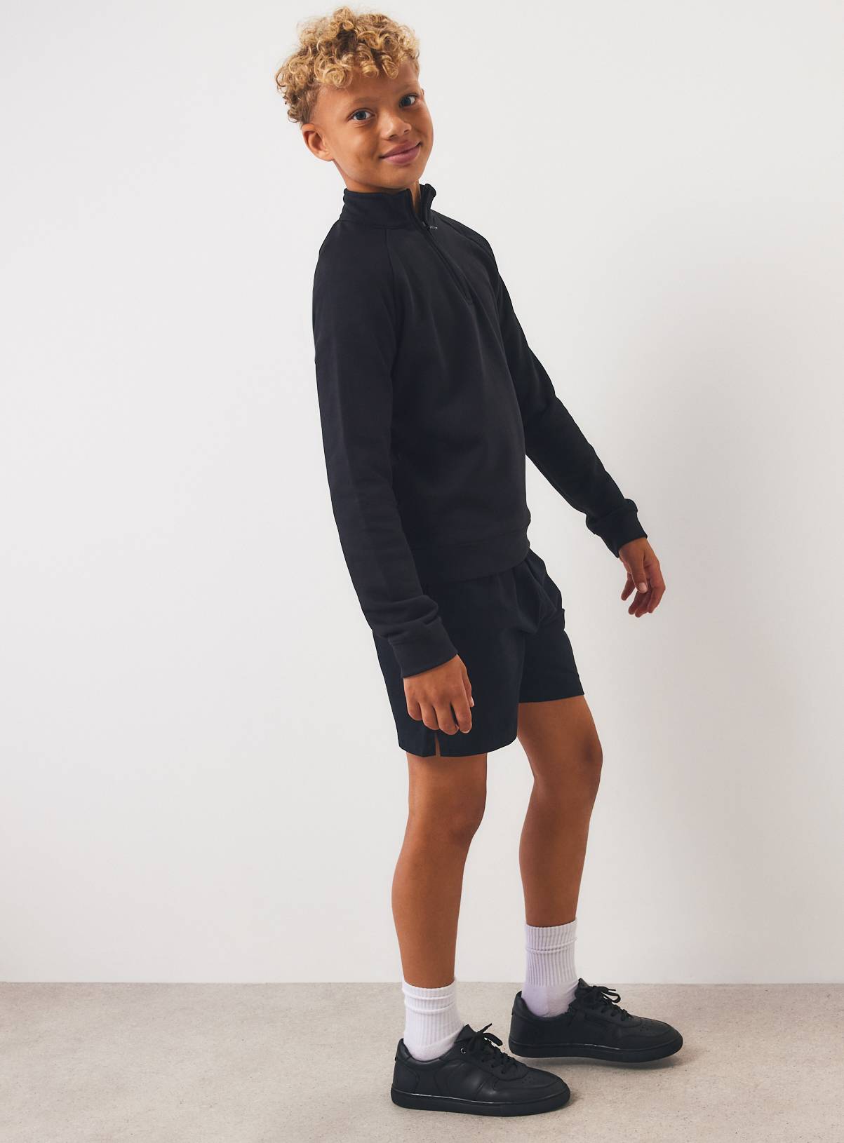 Black 3/4 Zip Cotton Rich Sweatshirt 10 years - Image 6