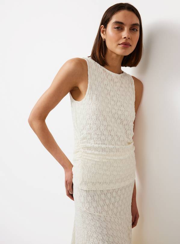 Cream Ruched Side Sleeveless Co-ord Top 14