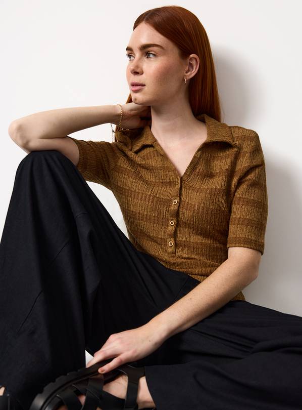 Tan Textured Polo Shirt 18