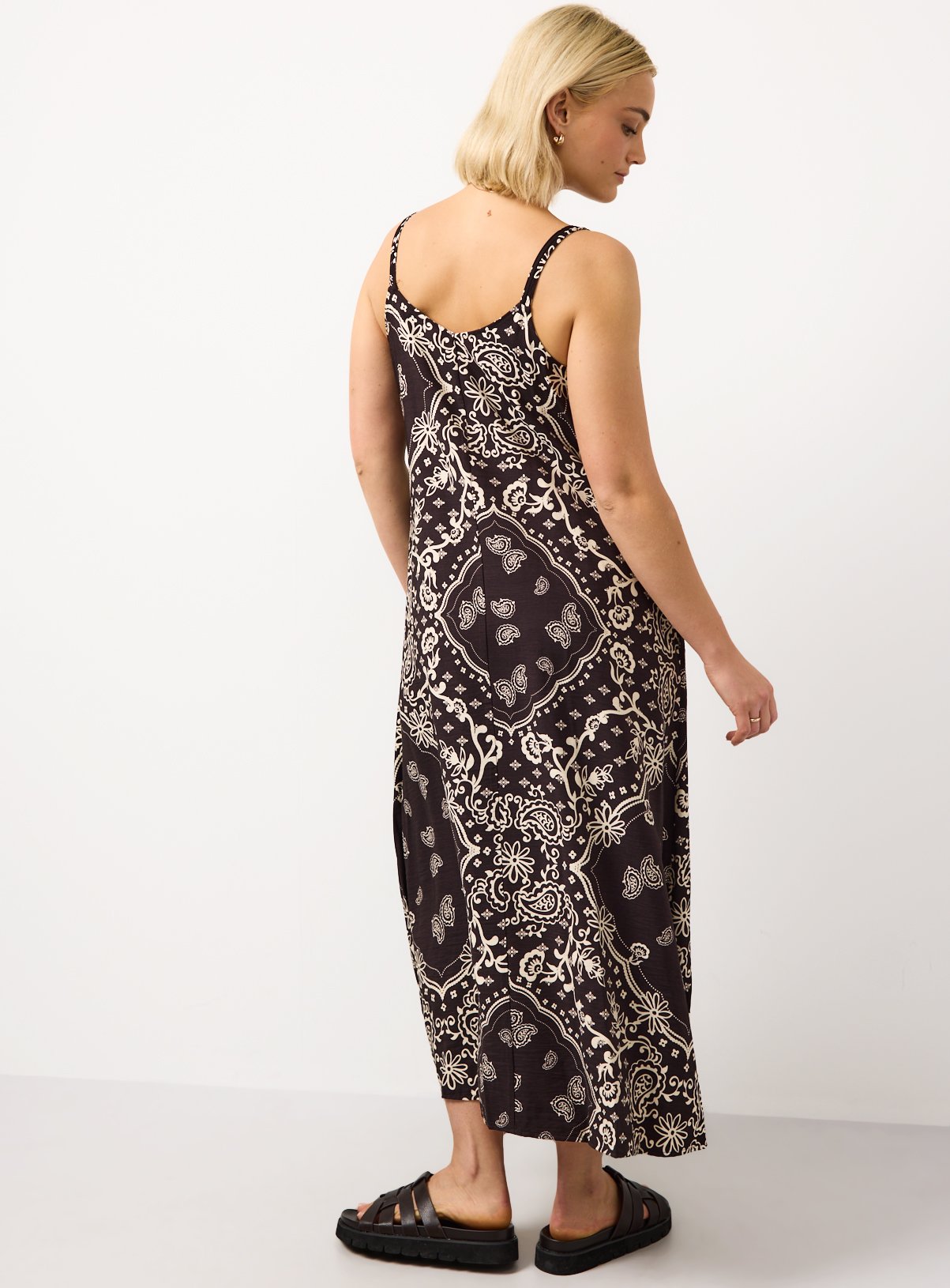 Brown Printed Trapeze Midaxi Dress 8 - Image 4 thumbnail