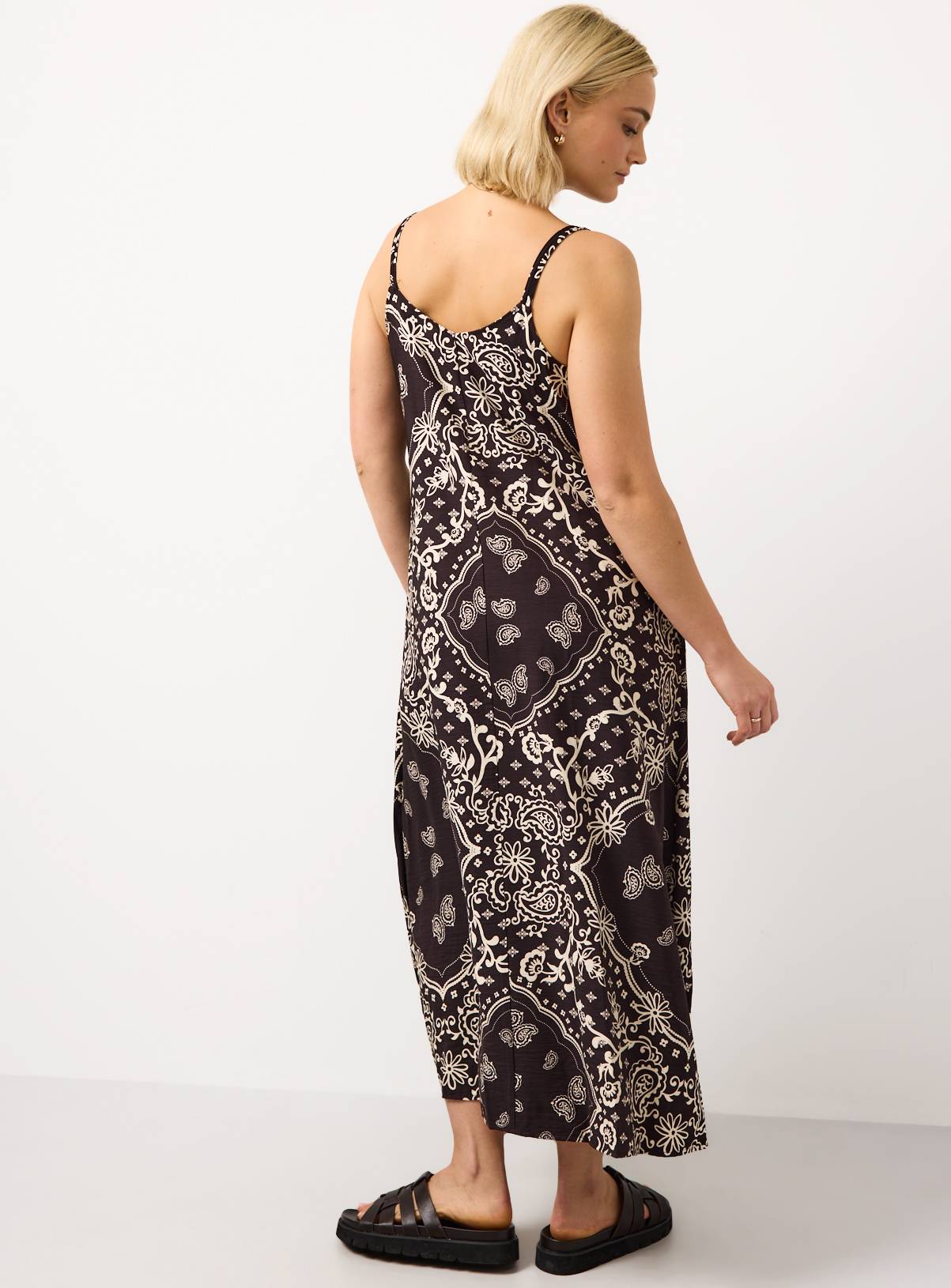 Brown Printed Trapeze Midaxi Dress 8 - Image 4