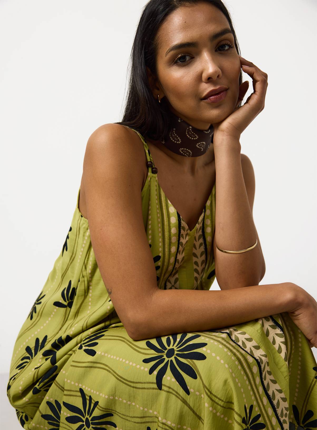 Green Printed Trapeze Midaxi Dress 14 - Image 2