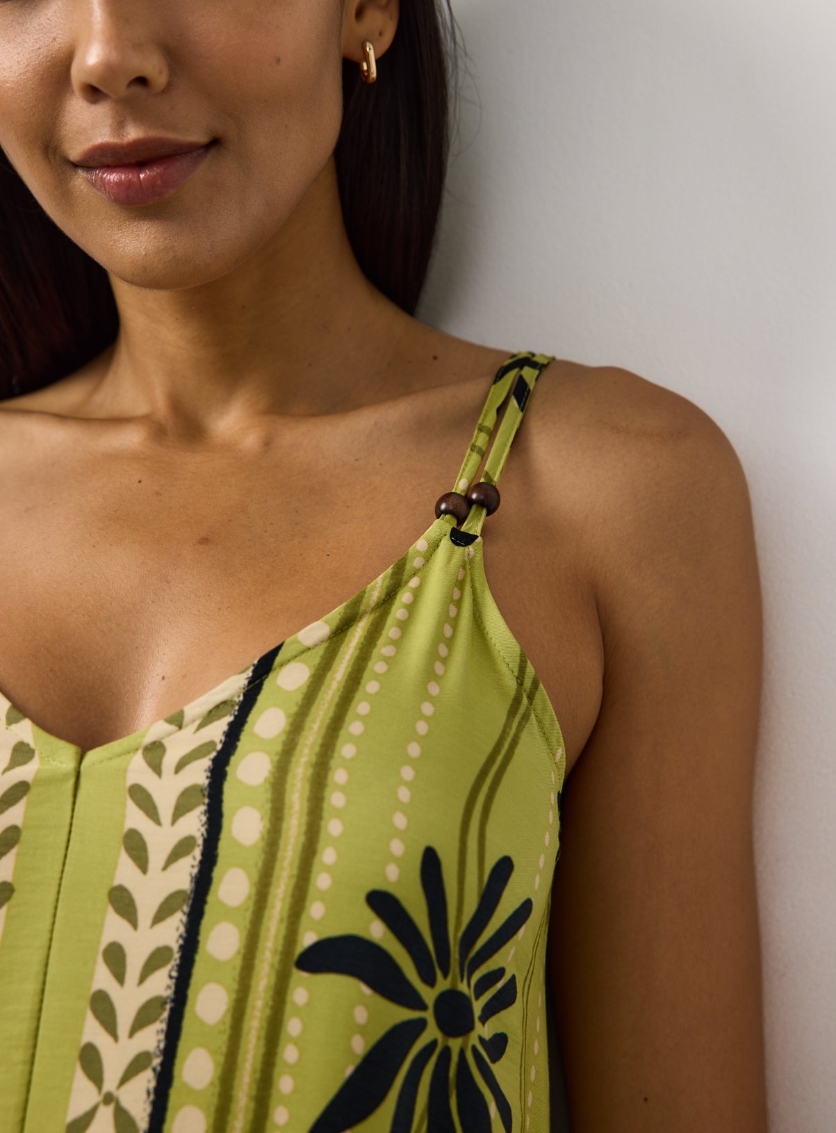 Green Printed Trapeze Midaxi Dress 14 - Image 3 thumbnail