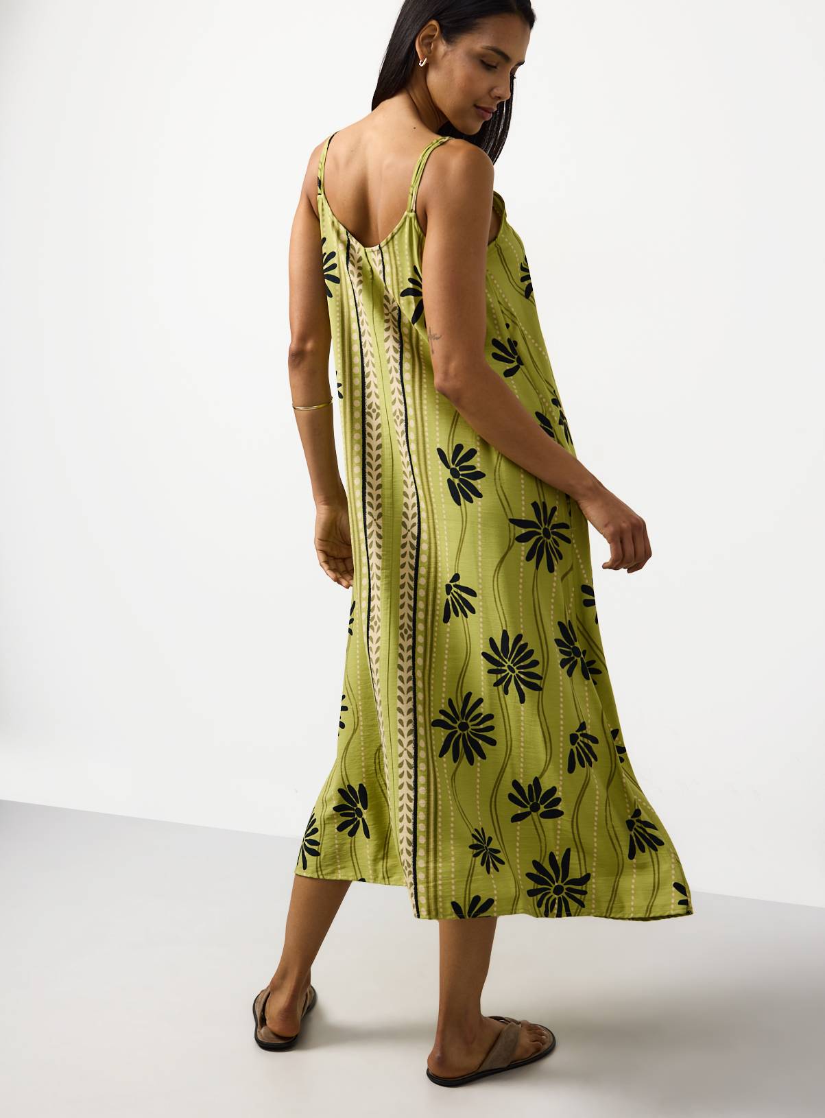 Green Printed Trapeze Midaxi Dress 14 - Image 4