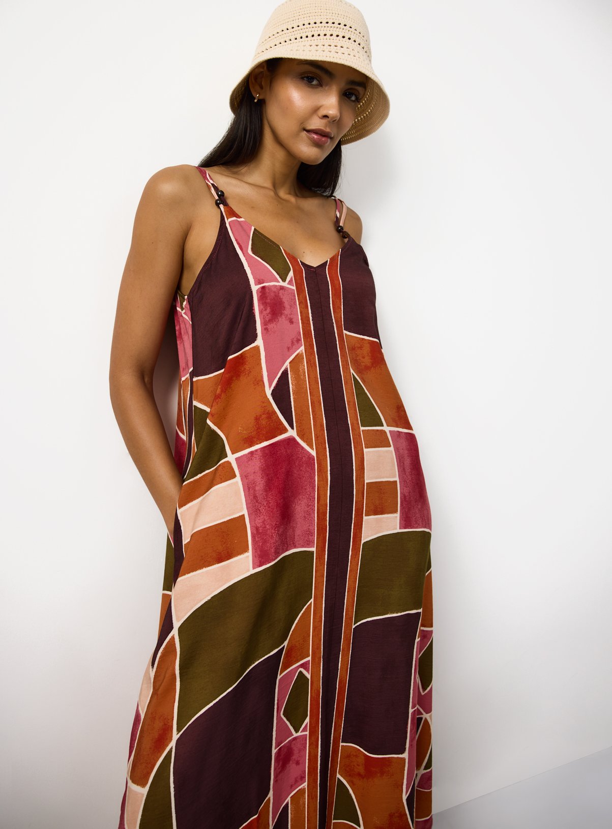 Pink Printed Trapeze Midaxi Dress 8 - Image 2 thumbnail