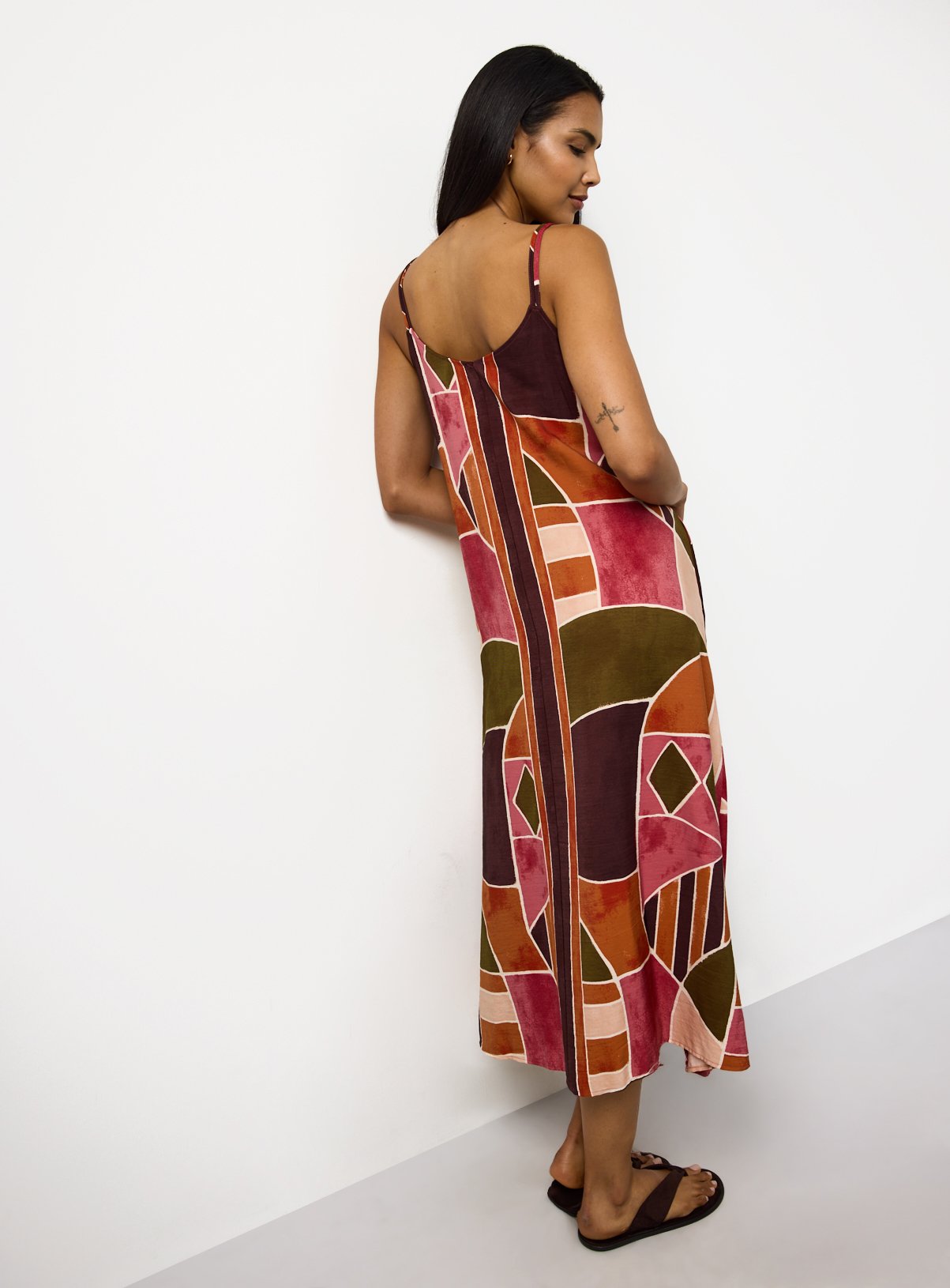 Pink Printed Trapeze Midaxi Dress 8 - Image 4 thumbnail