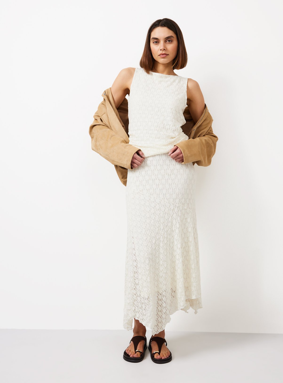 Cream Hanky Hem Lace Midaxi Skirt 10 - Image 2 thumbnail
