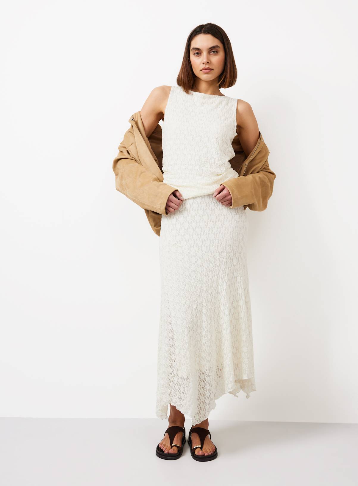 Cream Hanky Hem Lace Midaxi Skirt 10 - Image 2