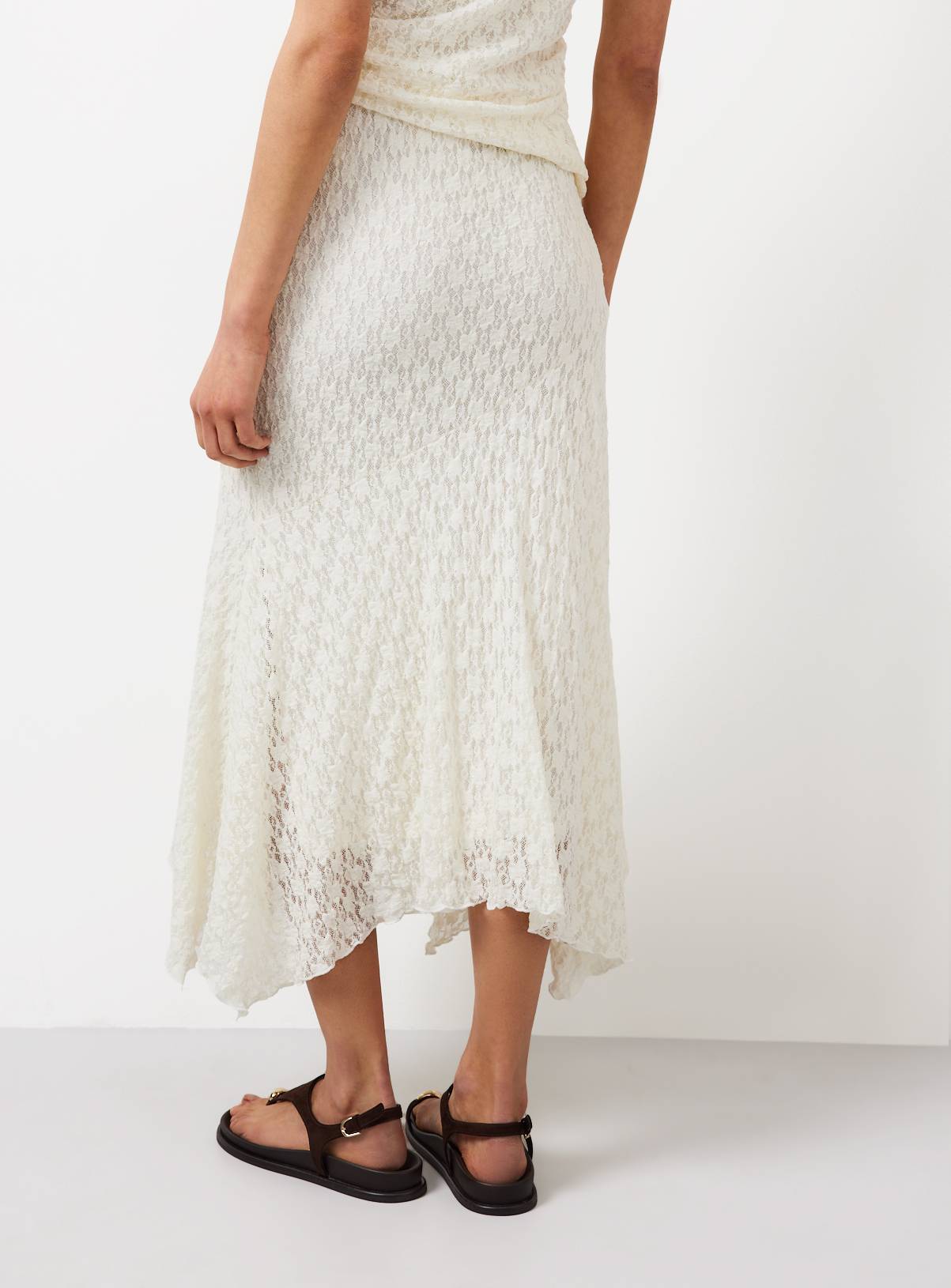 Cream Hanky Hem Lace Midaxi Skirt 10 - Image 4