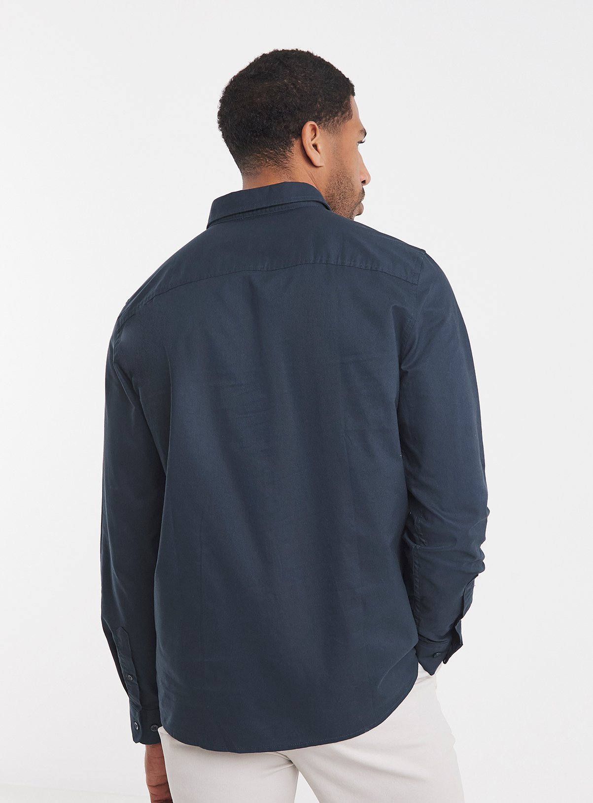 JACAMO Long Sleeve Oxford Shirt Regular Navy 3XL - Image 2 thumbnail